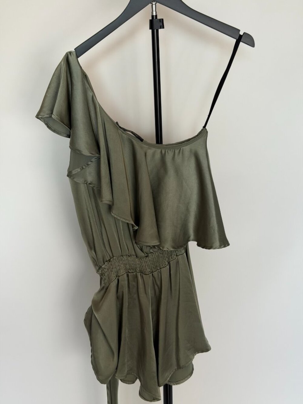Olive Green Ruffle Romper - Picture 7 of 7